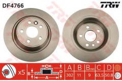 Диск тормозной | зад | для FORD FOCUS II (DA_, HCP) 2.5 RS 2009-2011, код двигателя JZDA, V см3 2521, КВт224, Л.с.305, бензин, TRW/Lucas DF4766