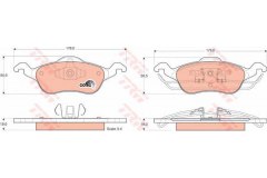 Колодки тормозные передние для FORD FOCUS (DAW, DBW) 1.8 TDCi 2002-2004, код двигателя FFDA, V см3 1753, кВт 74, л.с. 100, Дизель, TRW/Lucas GDB1358