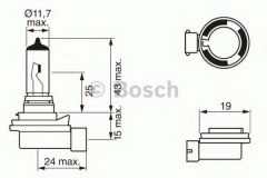 Лампа 12V 35W H8 для FORD FOCUS II (DA_, HCP) 1.6 LPG 2009-2011, код двигателя SIDA, V см3 1596, кВт 85, л.с. 115, Бензин/автогаз (LPG), Bosch 1987302081